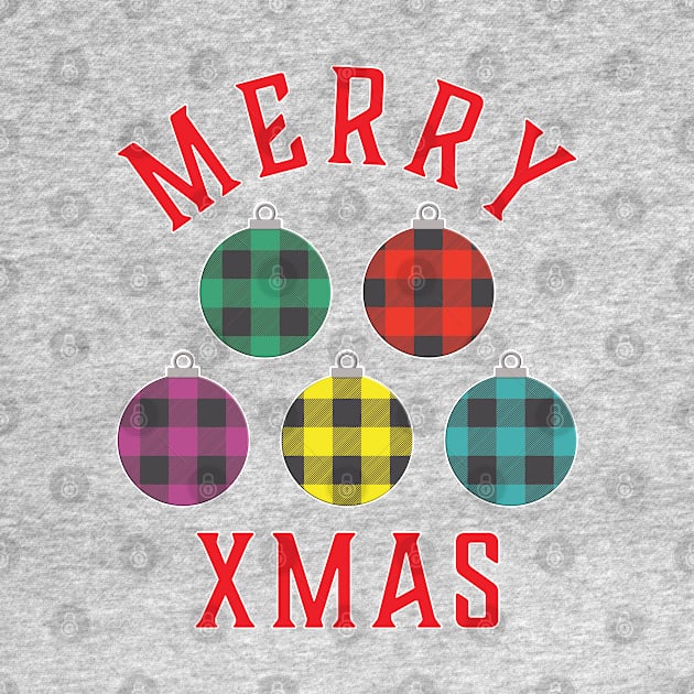 Merry Xmas Buffalo Plaid Ornaments by DPattonPD